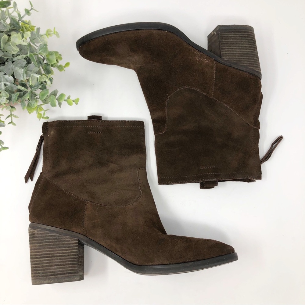 Sam Edelman Farrell Brown Suede Block Heel Bootie